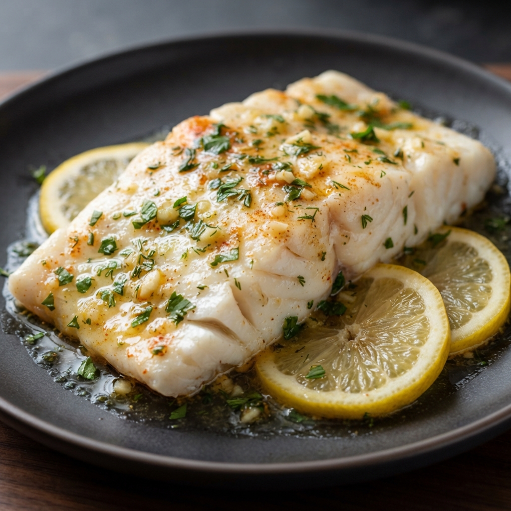 Baked Cod with Lemon-Garlic Herb Butter