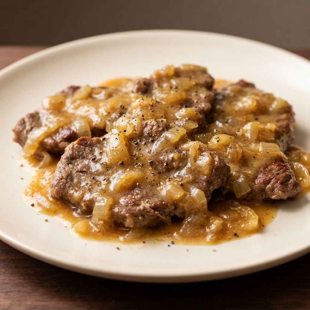 Smothered Round Steak with Onion Gravy