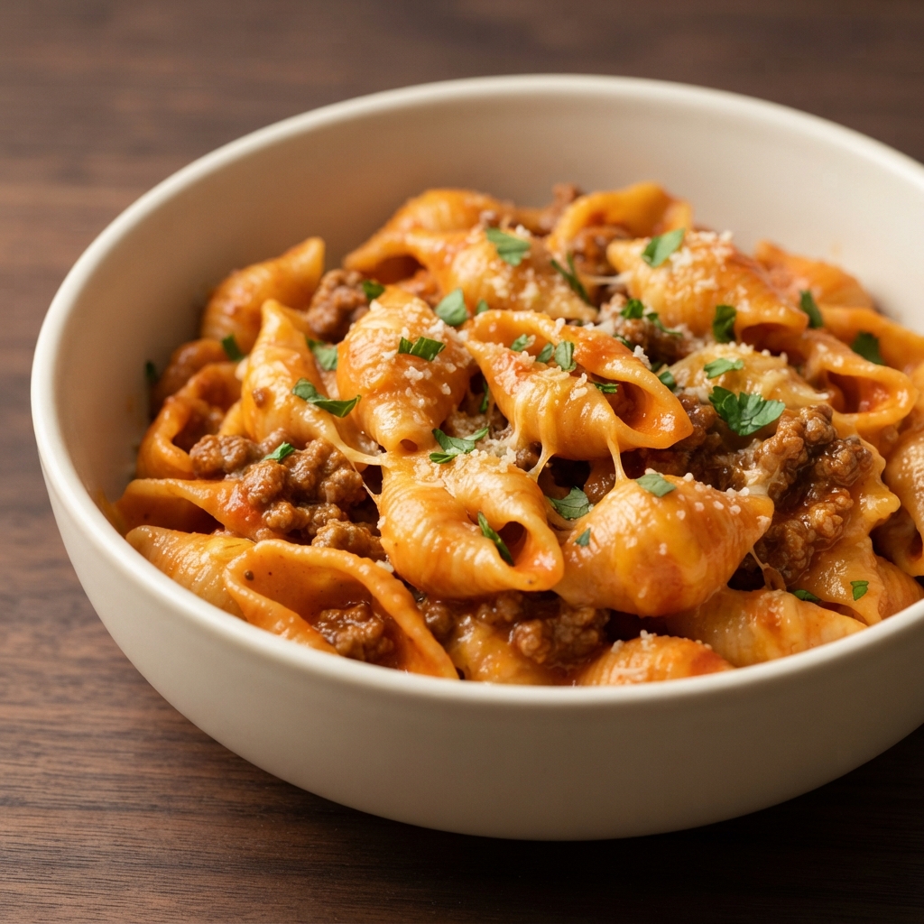 Cheesy Beef Pasta Shells