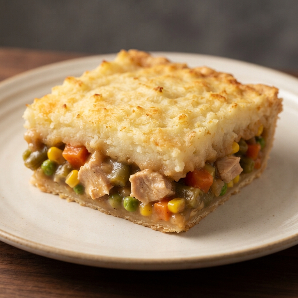 Turkey Pot Pie with Fluffy Mashed Potato Crust