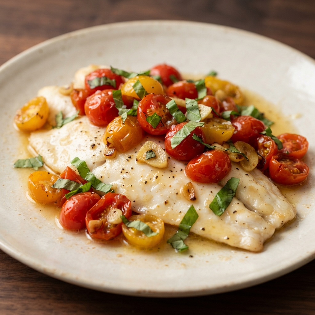 Quick Tilapia with White Wine and Tomatoes