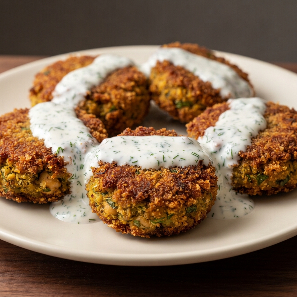 Crispy Falafel with Cool Yogurt-Dill Dip