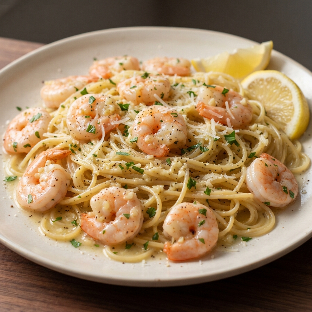 Garlic Butter Shrimp Scampi with Angel Hair