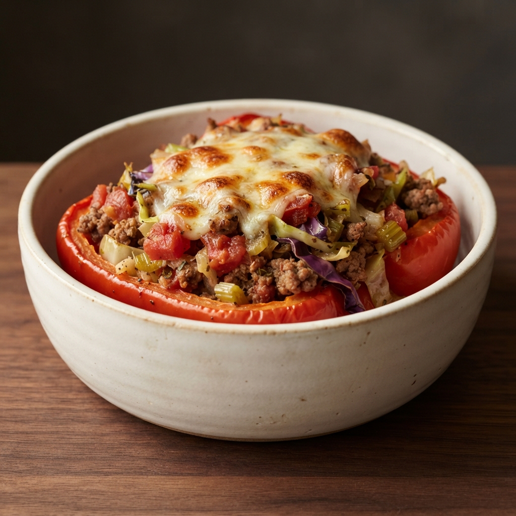 Beef-and-Cabbage Stuffed Red Peppers