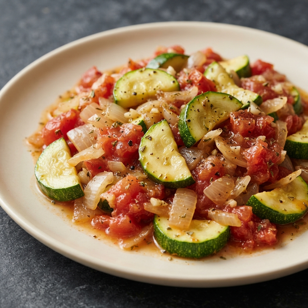 Tomato-Garlic Zucchini Skillet