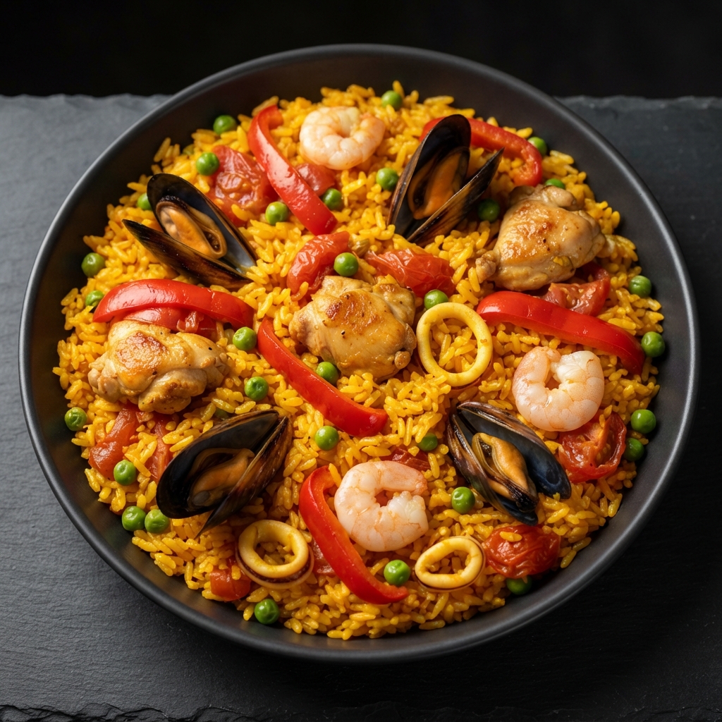 Spanish-Style Seafood Paella with Chicken