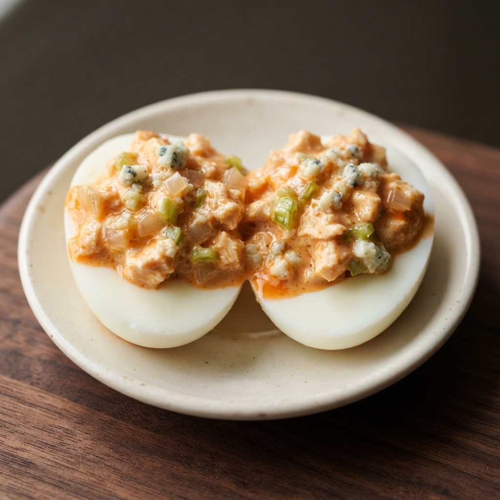 Buffalo Chicken Stuffed Deviled Eggs