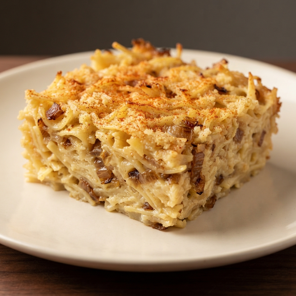 Lokshen Kugel (Savory Noodle Pudding)