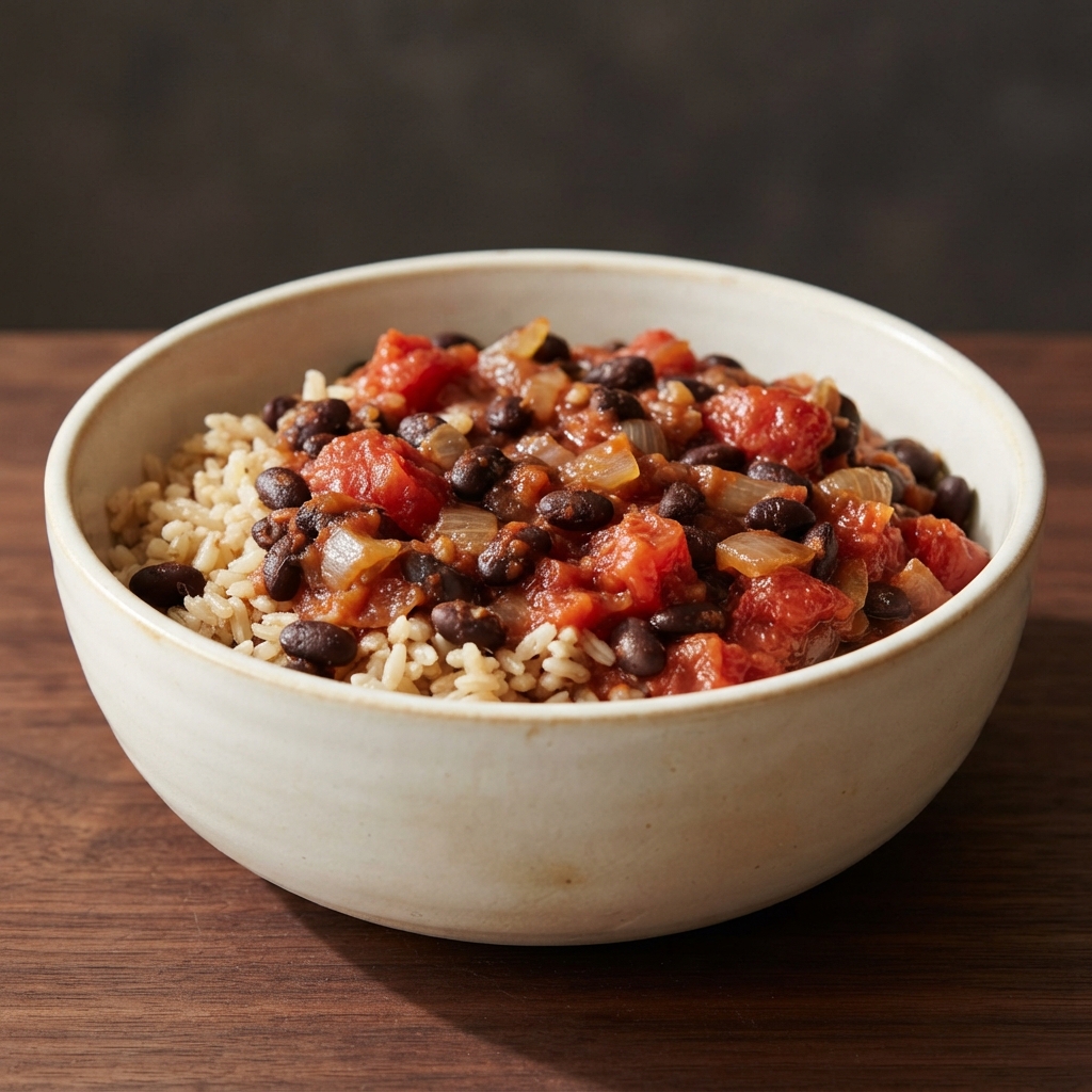 Fast Black Beans with Brown Rice