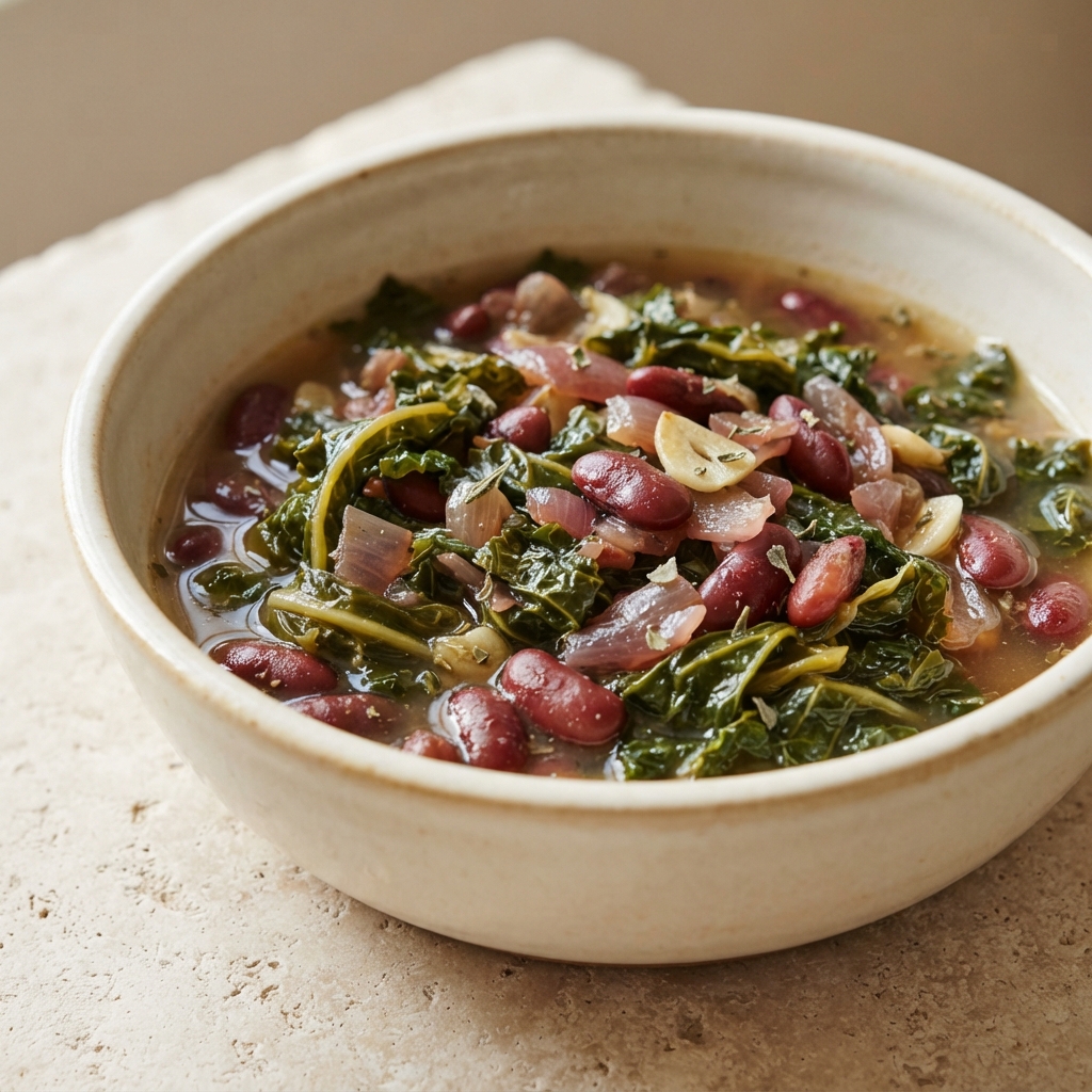 Simmered Kale with Red Beans