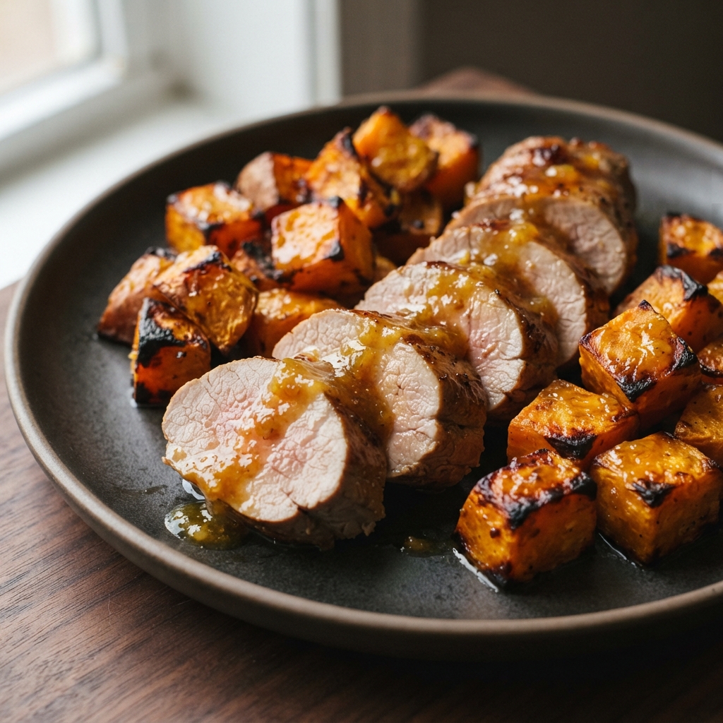 Air Fryer Pork Tenderloin with Sweet Potatoes