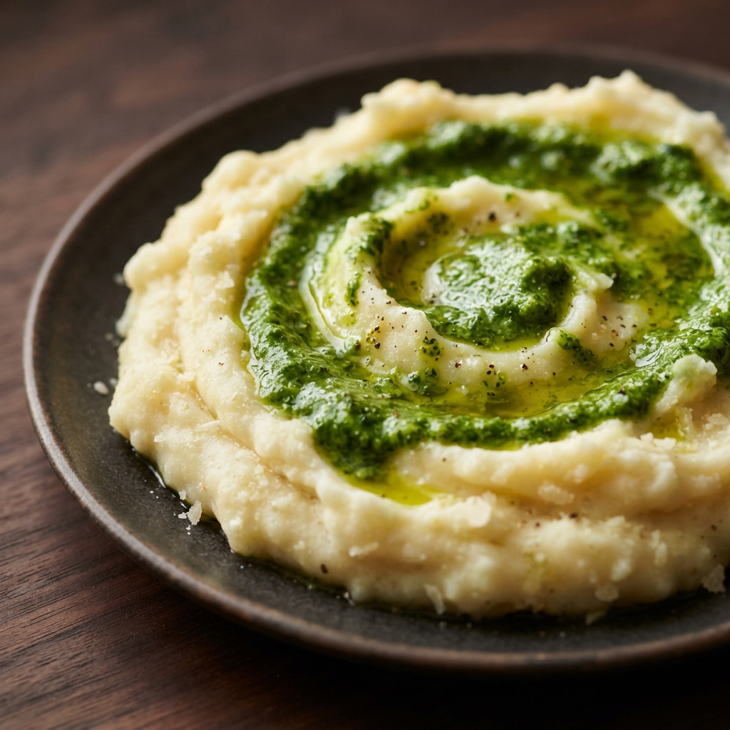 Mashed Potatoes with Spinach Pesto