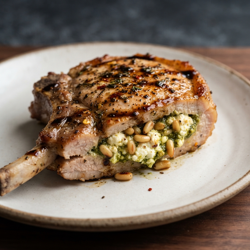 Herb-Pesto Filled Pork Chops