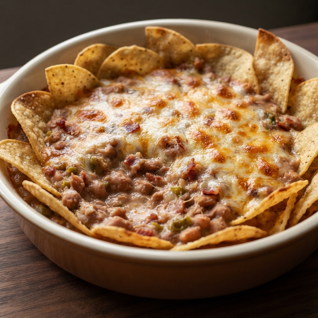 Warm Bean-and-Bacon Dip with Air-Fried Tortilla Chips