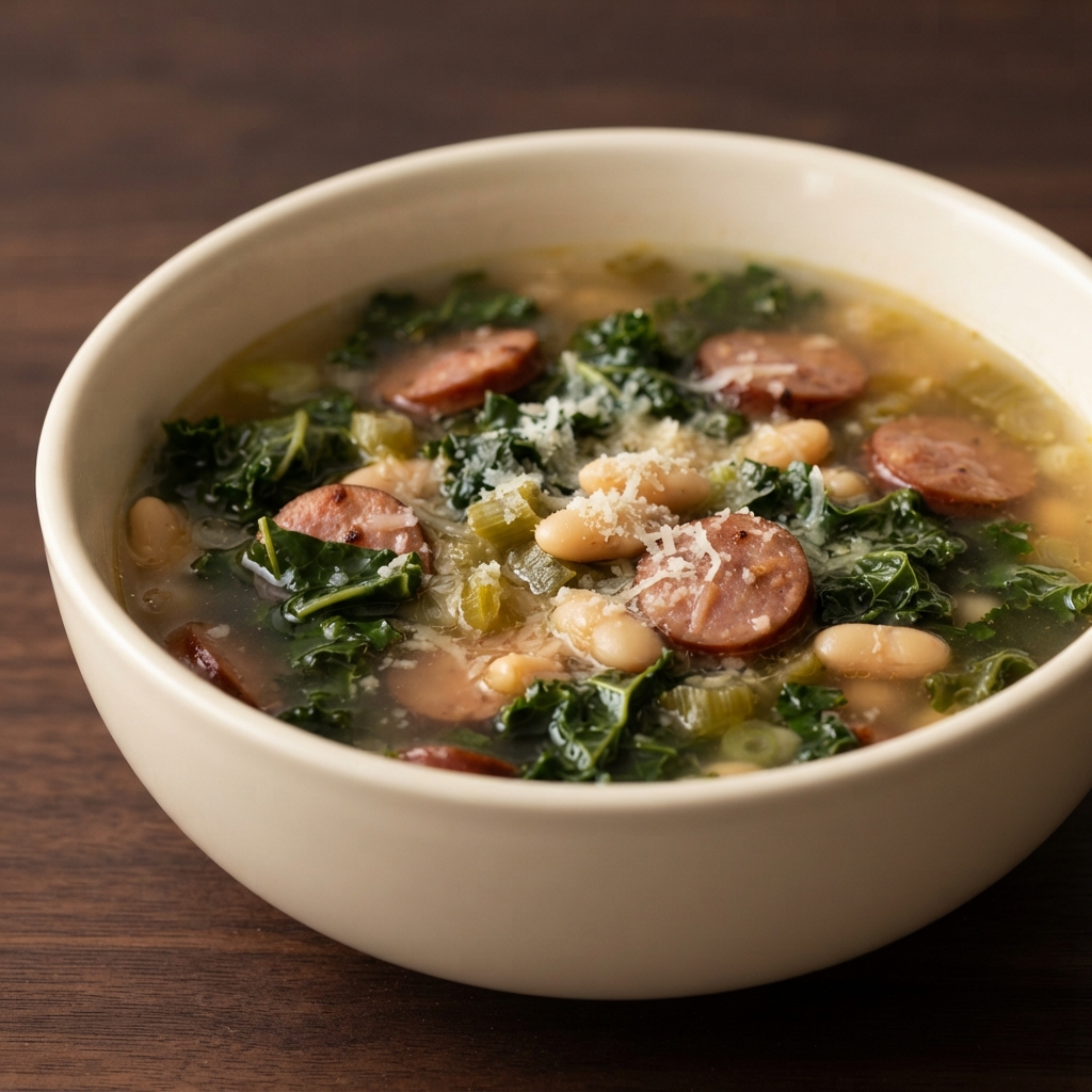 Big Ray's White Bean, Kale, and Kielbasa Soup