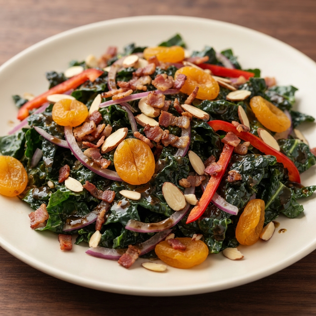 Tuscan Kale Salad with Warm Bacon Dressing