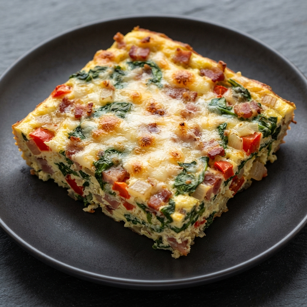 Bacon, Spinach, and Egg Breakfast Bake