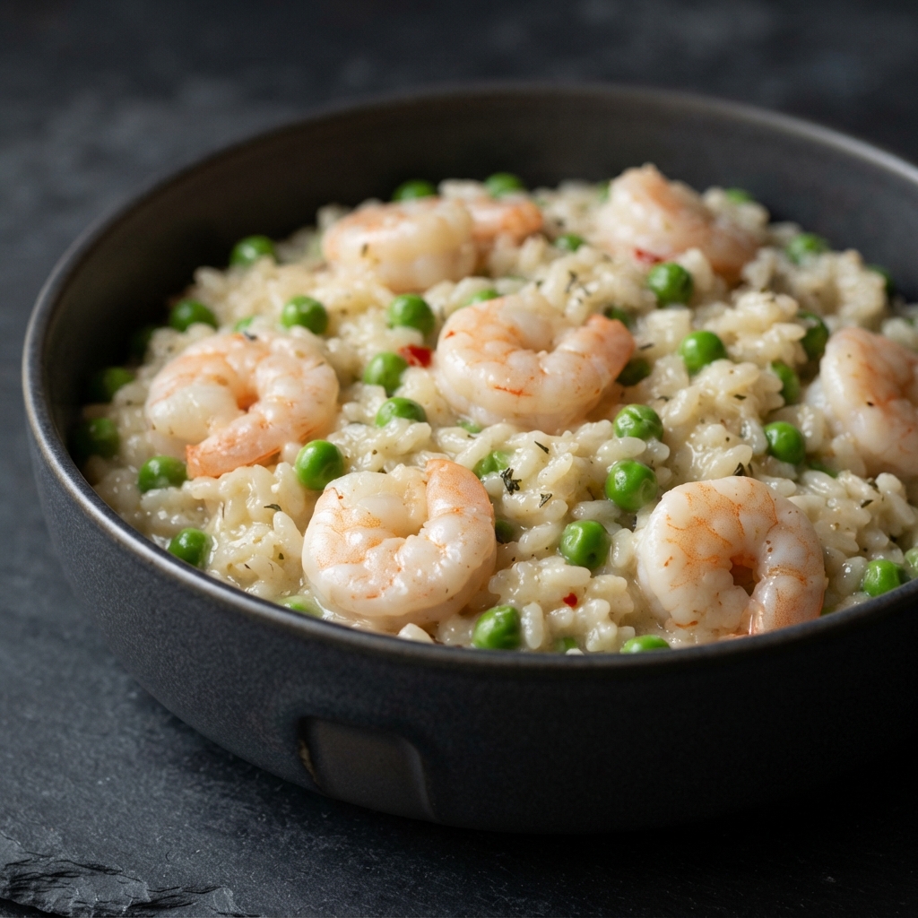 Pressure Cooker Shrimp and Pea Risotto