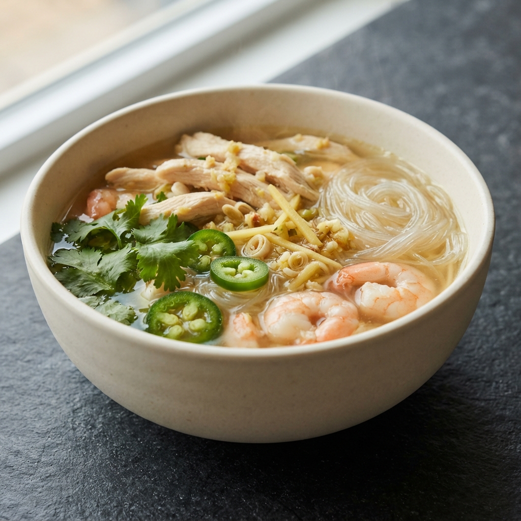Lemongrass Chicken and Shrimp Glass Noodle Soup