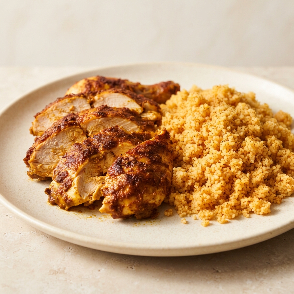 Oven-Roasted Curry Chicken with Spiced Couscous