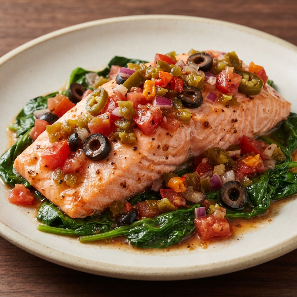 Fiery Pepper-Studded Salmon