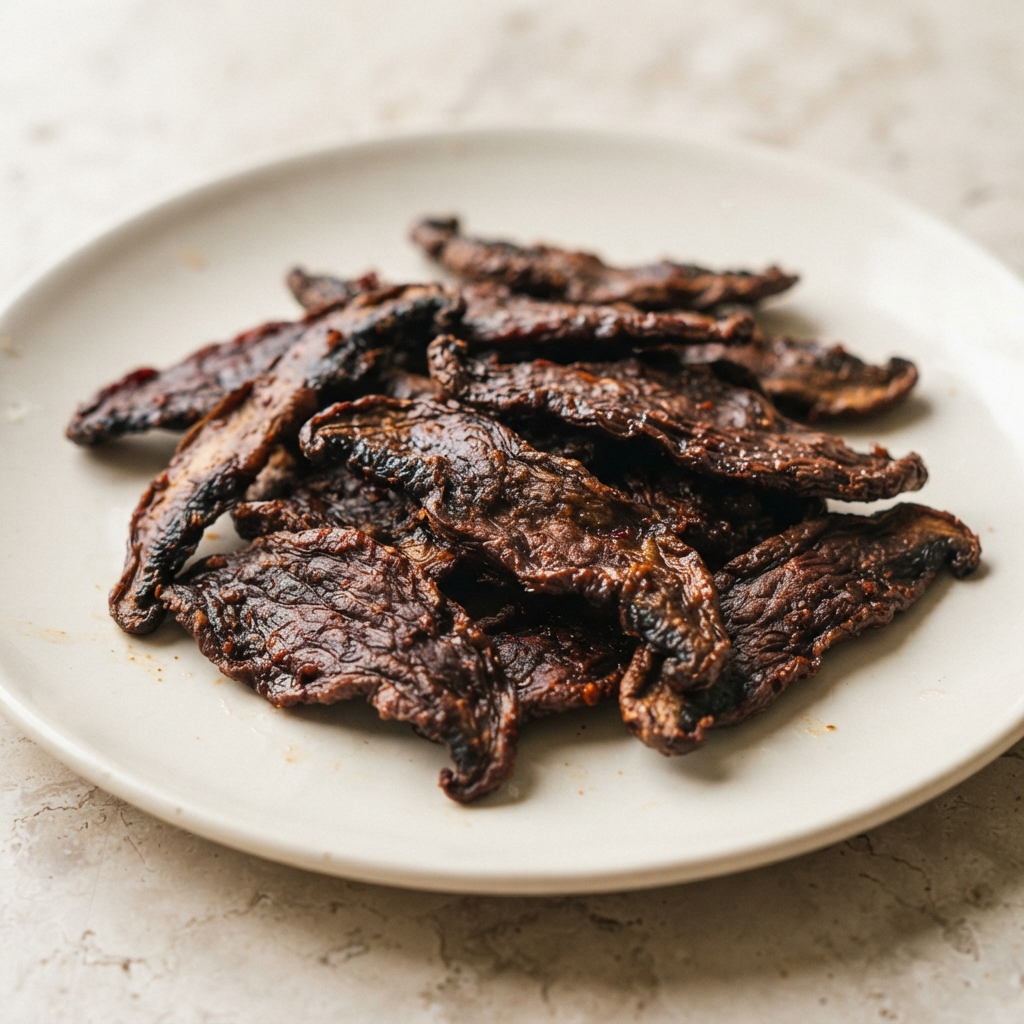 Spicy Vegan Portobello Mushroom Jerky