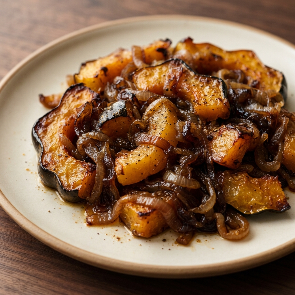Baked Acorn Squash with Caramelized Onions