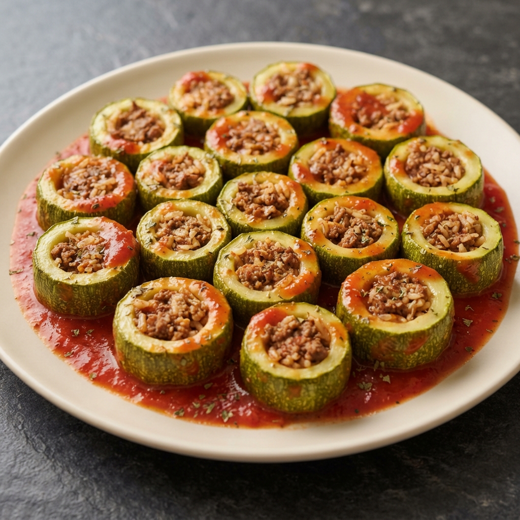 Levantine-Style Zucchini Filled with Lamb and Rice