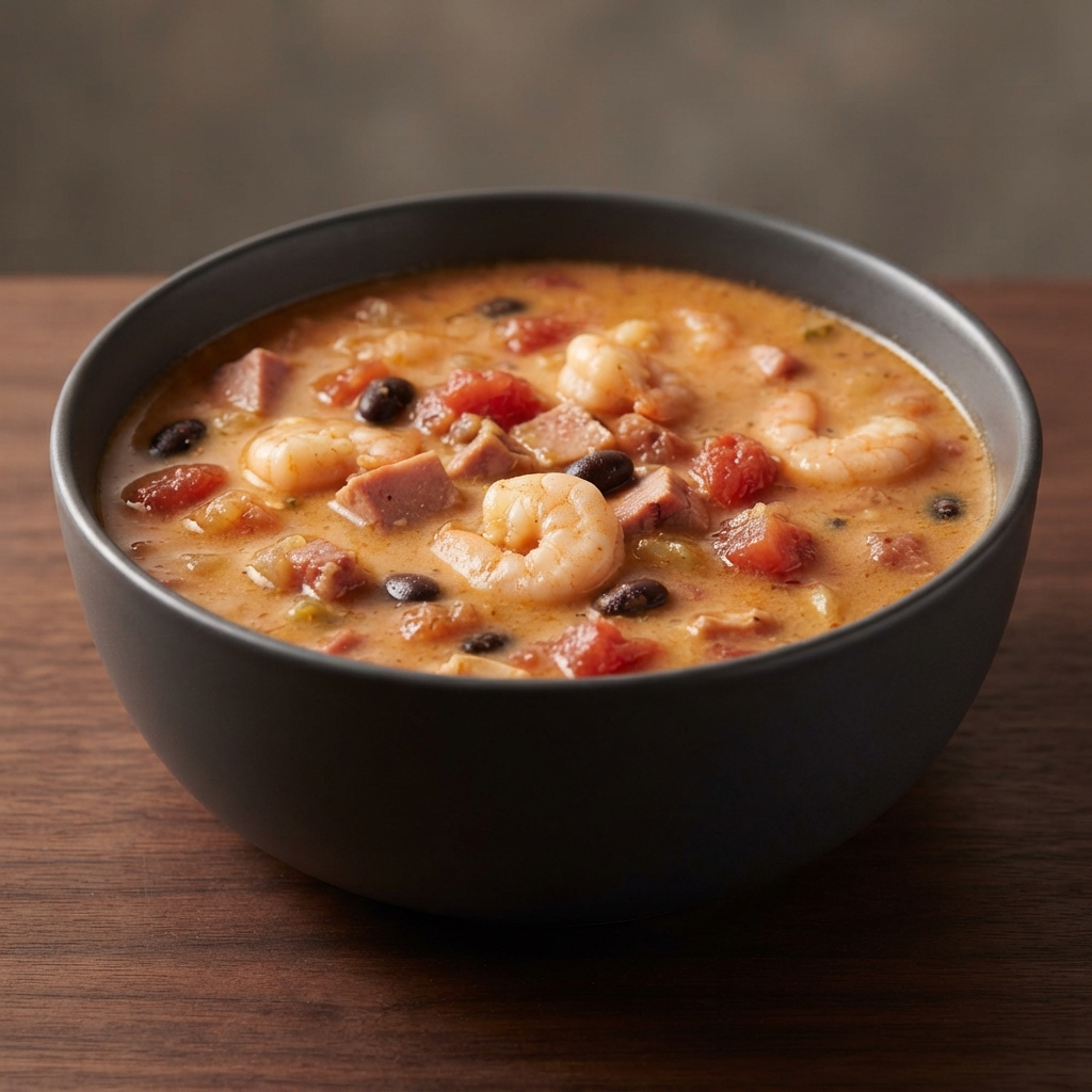 Slow Cooker Gumbo with Leftover Ham and Shrimp