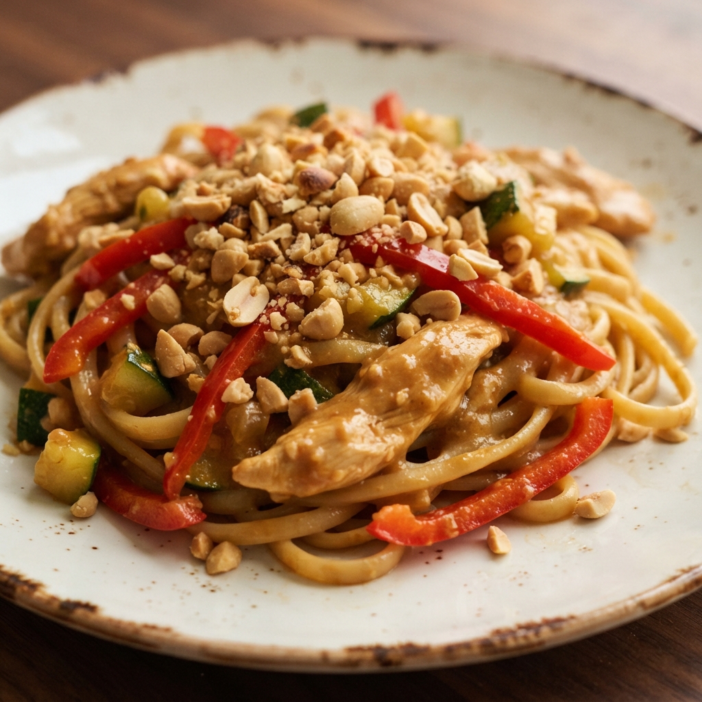 Crockpot Thai-Style Peanut Chicken with Veggies