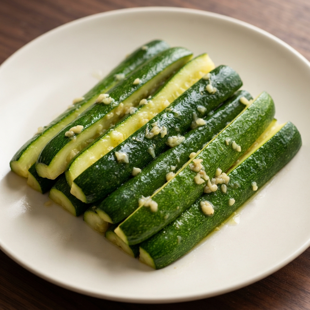 Garlic-Olive Oil Steamed Zucchini Spears