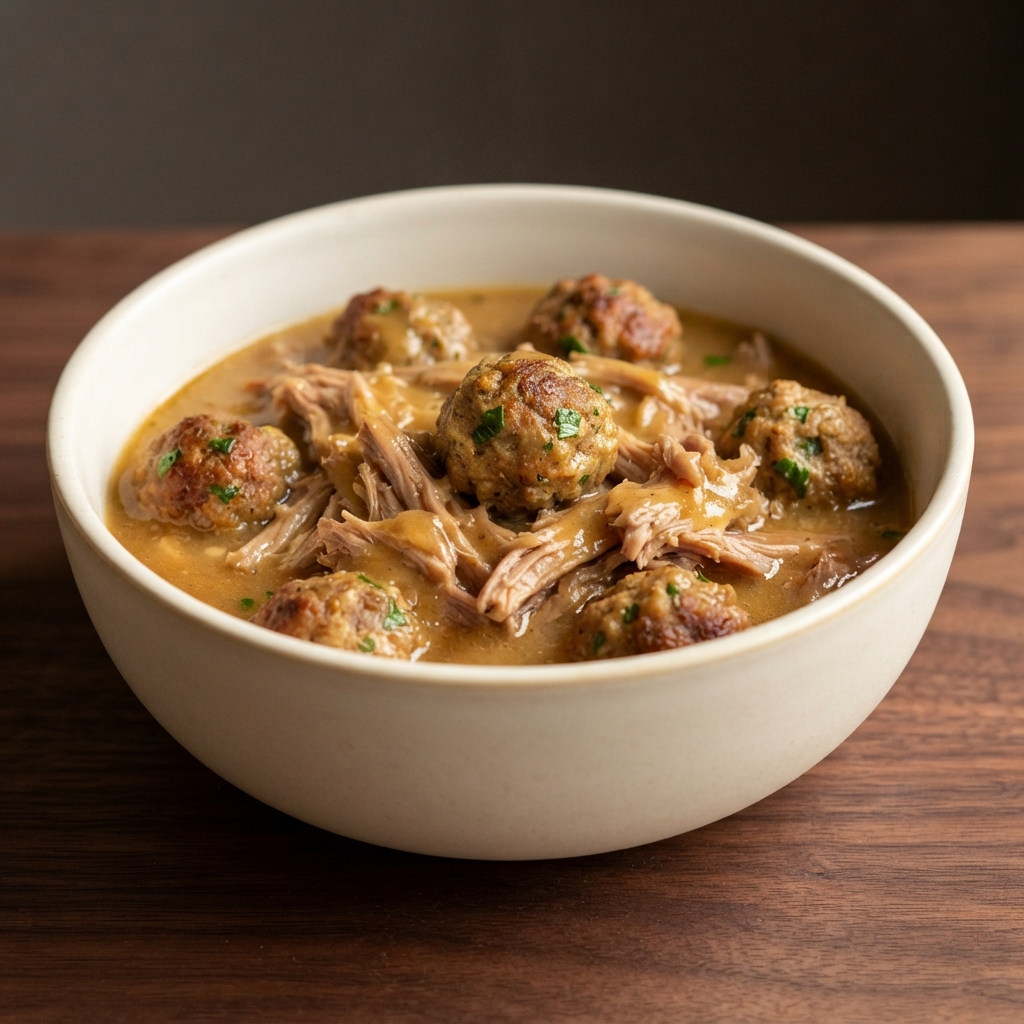 Quebec Ragout of Pork Shanks with Spiced Meatballs