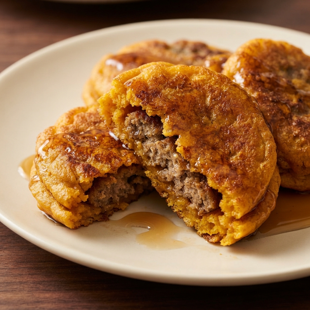 Pumpkin Pancake-Dipped Sausage Patties