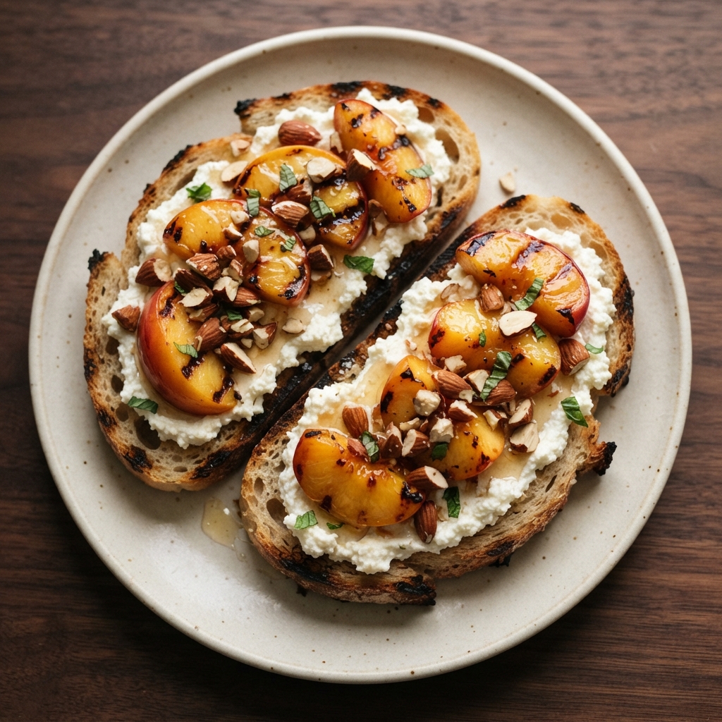Ricotta Toast with Grilled Nectarines and Honey