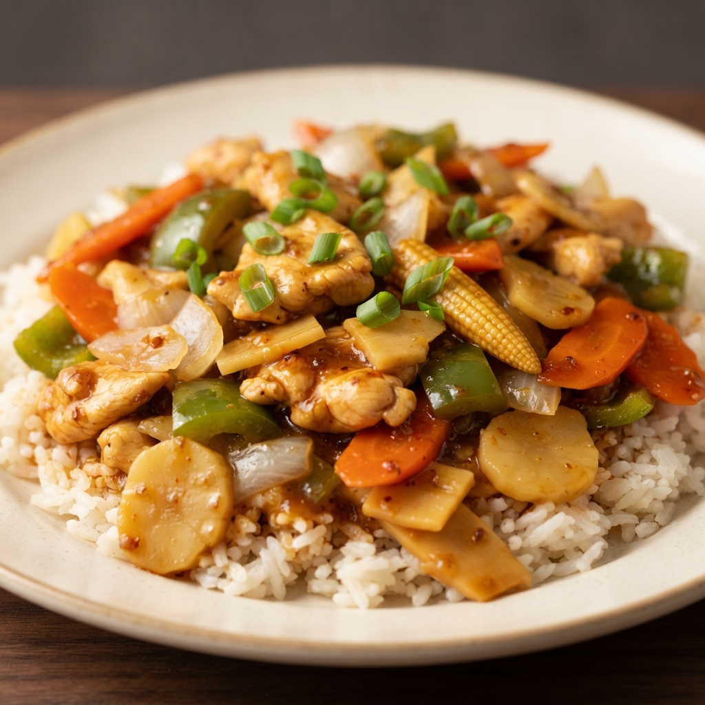 Spicy Hunan-Style Chicken with Mixed Veggies