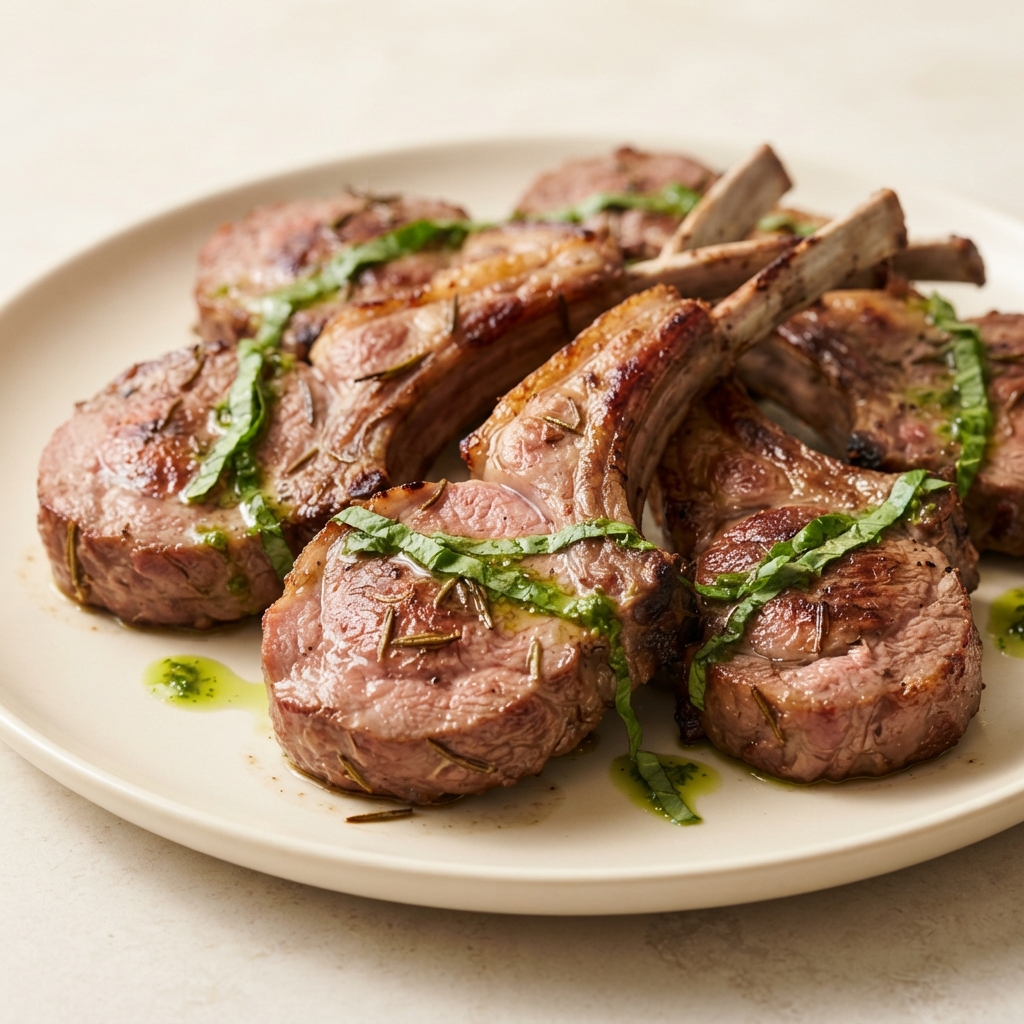 Rosemary-Seared Lamb Chops with Bright Mint Oil