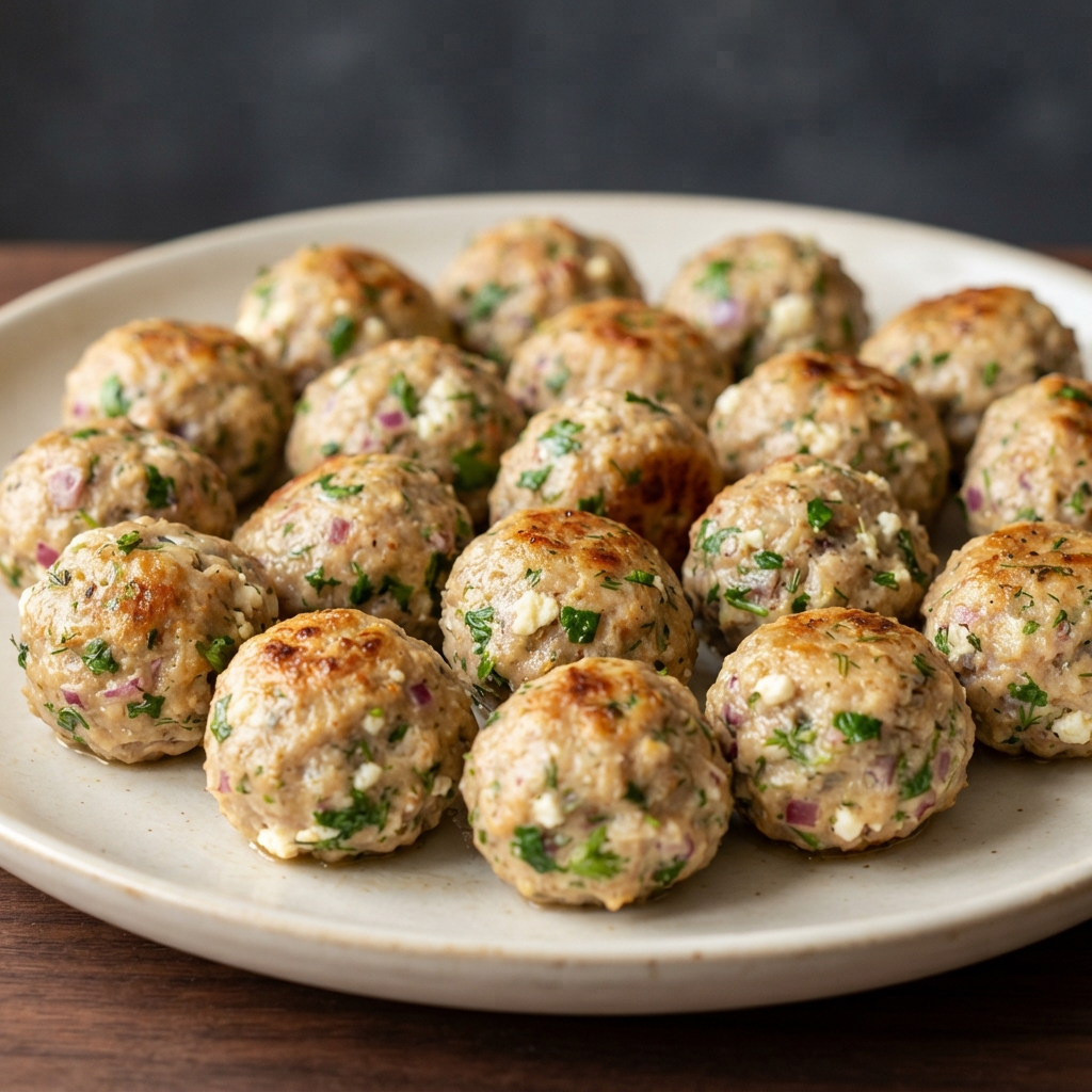 Lemony Greek-Style Chicken Meatballs with Feta