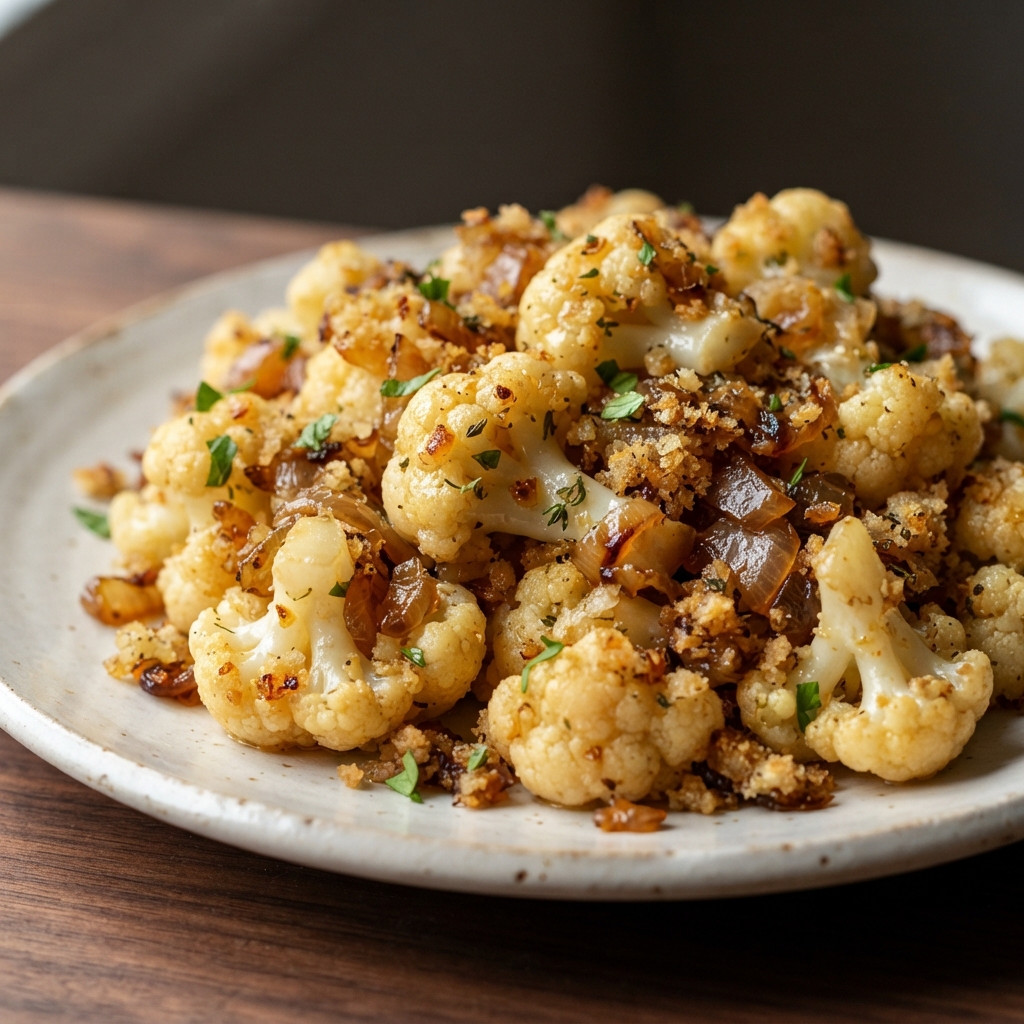 Buttery Cauliflower with Toasted Onion Breadcrumbs