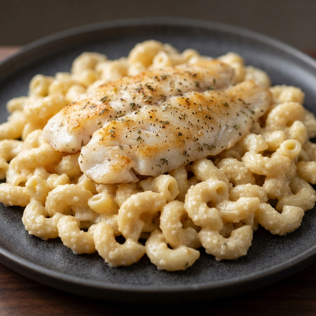Skillet Lemon Tilapia with Parmesan Macaroni