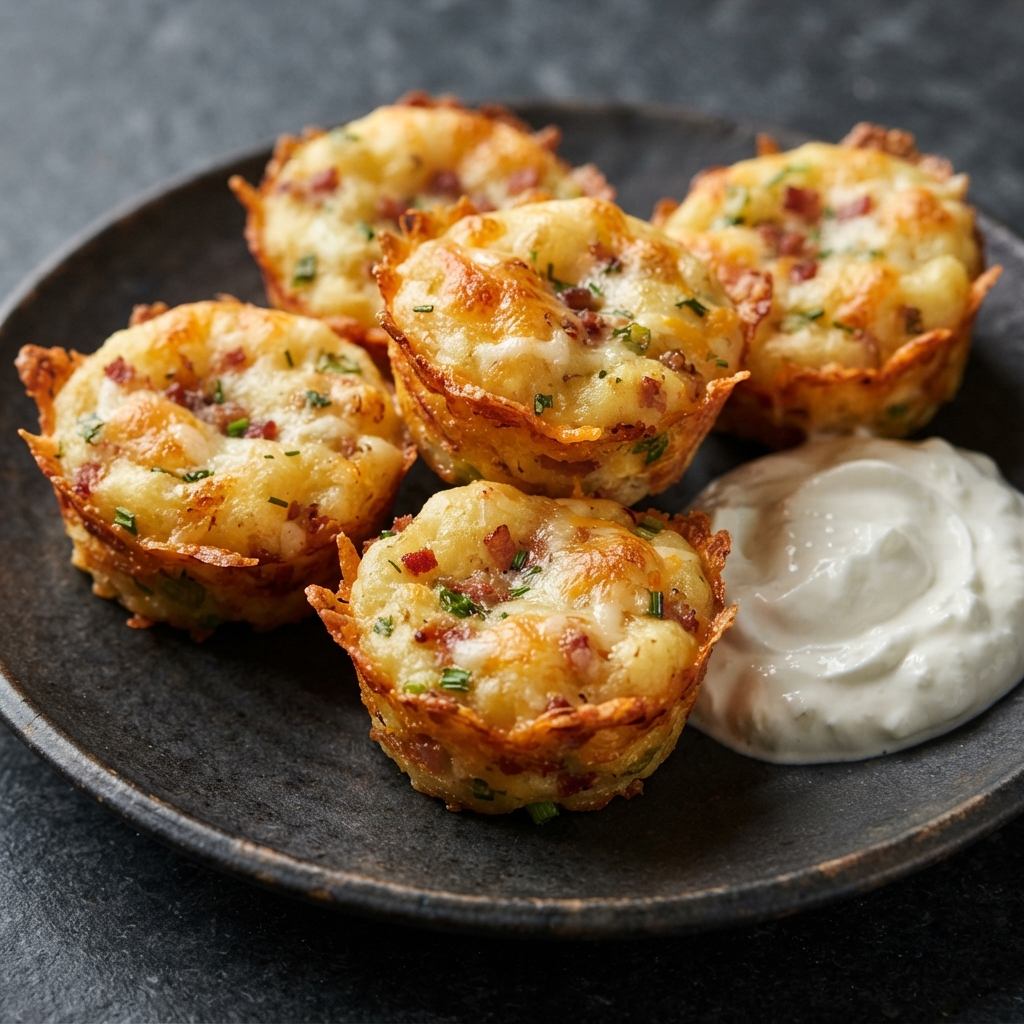Loaded Cheddar Mashed Potato Bites