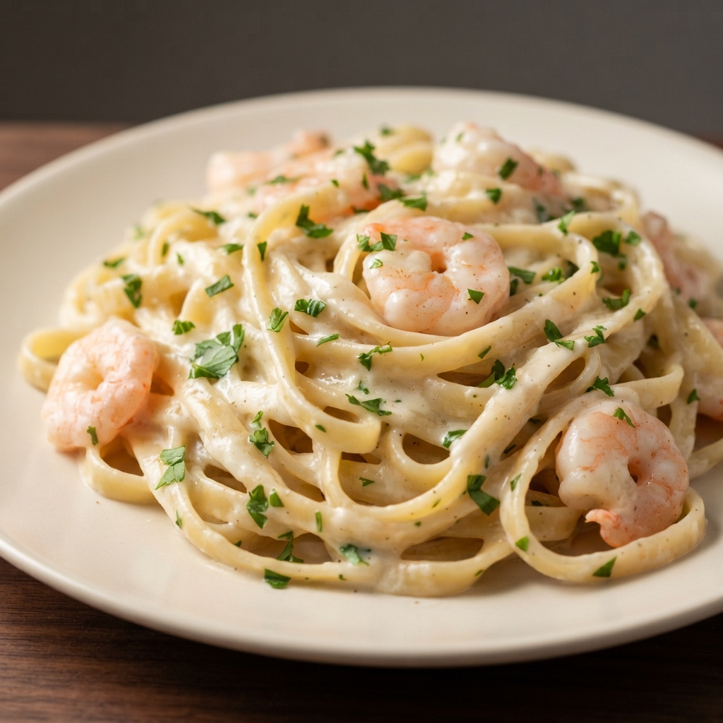 Creamy Shrimp Fettuccine in Alfredo Sauce