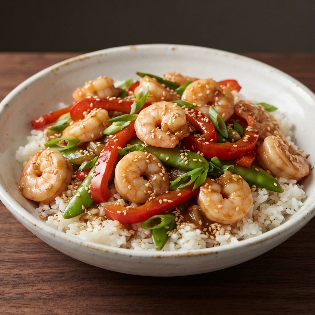 Shrimp and Sesame Teriyaki Stir-Fry