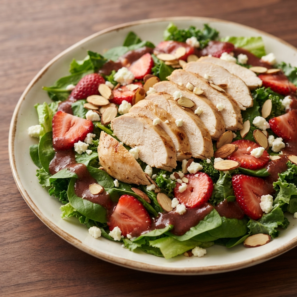 Chicken Salad with Strawberries, Feta, and Roasted Balsamic Dressing