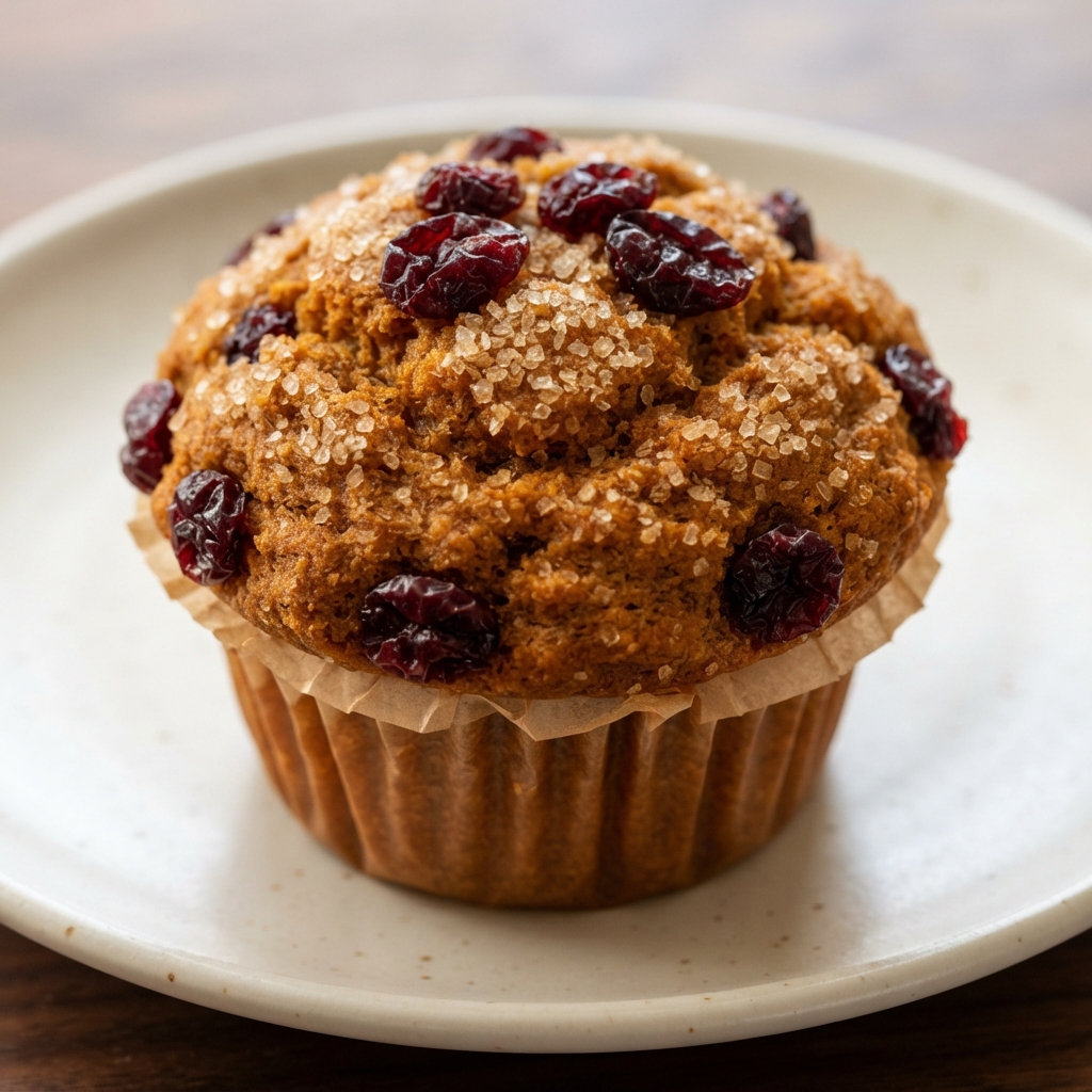 Whole Wheat Pumpkin Spice Cranberry Muffins