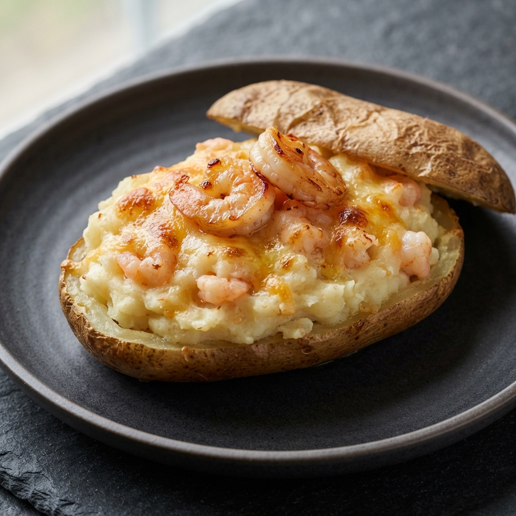 Twice-Baked Potatoes Stuffed with Cheesy Shrimp