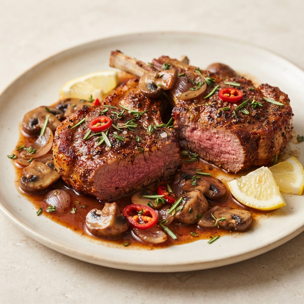 Herb and Mushroom Lamb Chops