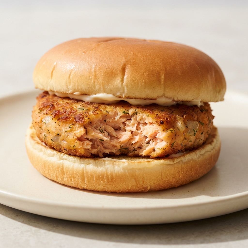 Crispy Air-Fried Salmon Patties on Brioche
