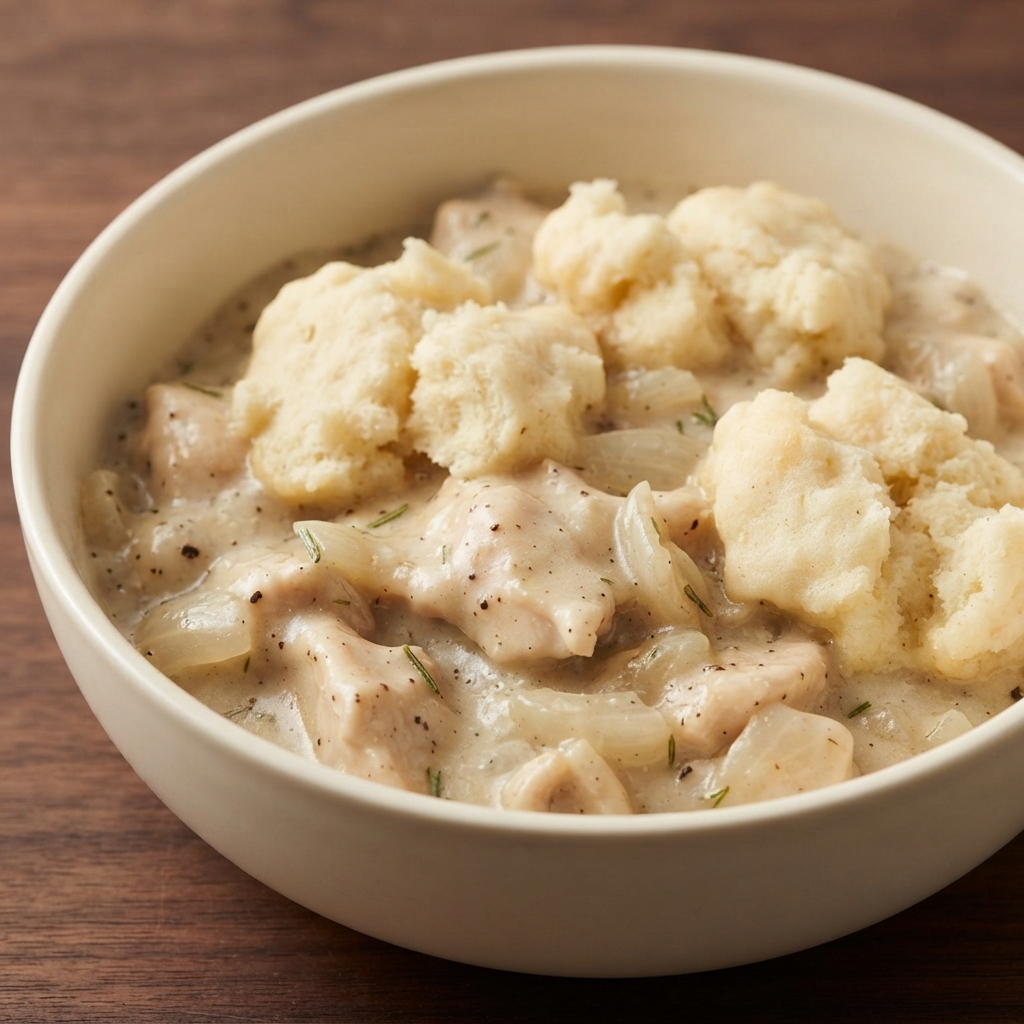 Crockpot Creamy Chicken with Biscuit Dumplings
