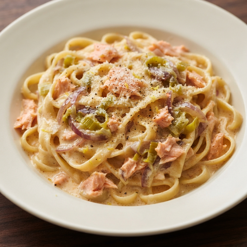 Fettuccine with Luscious Salmon Cream