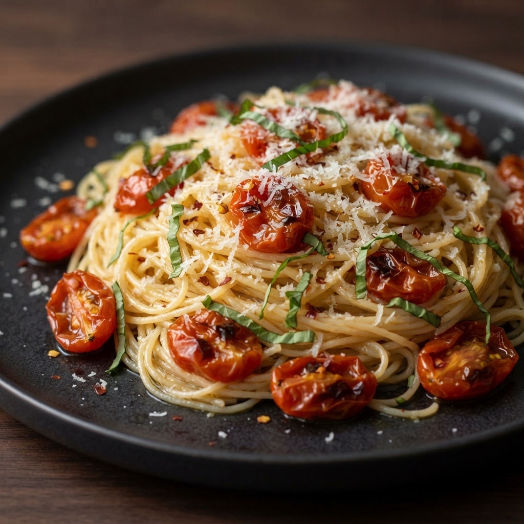 Roasted Cherry Tomatoes with Angel Hair